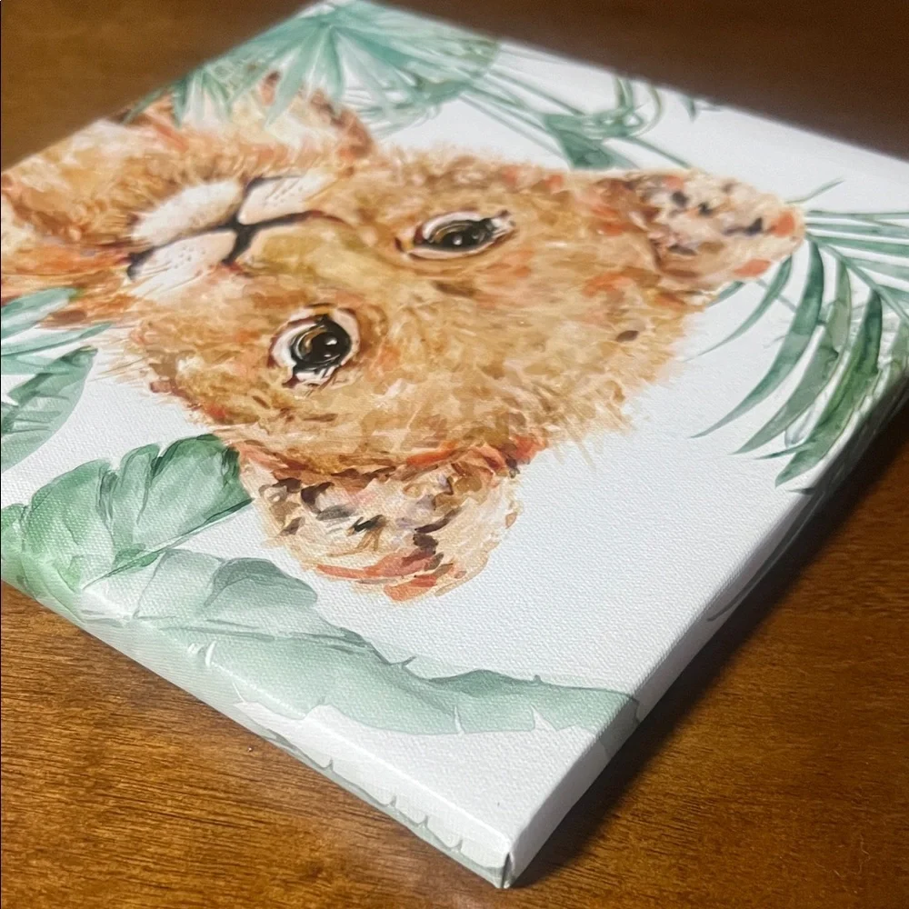 Bella Canvas Lion Cub Wall Art - Brown and Green